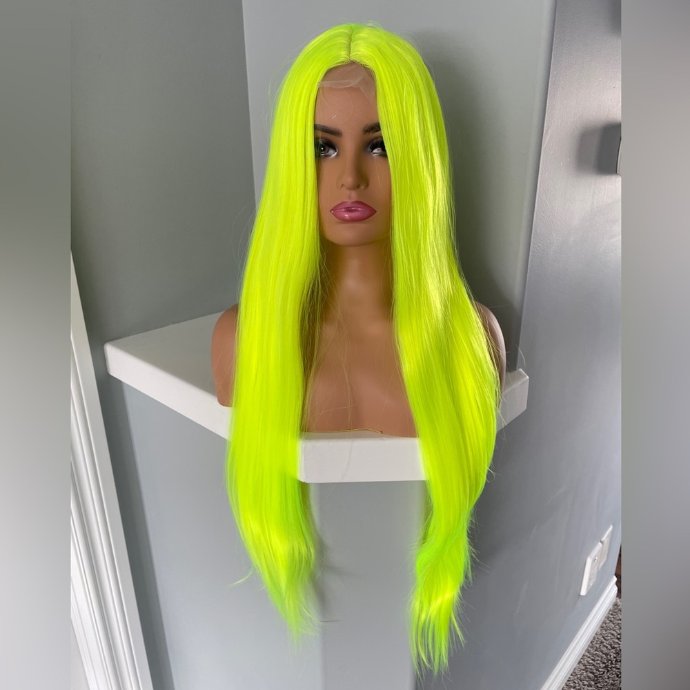 Neon Yellow Long Straight Lace Front Wig - Women Hair